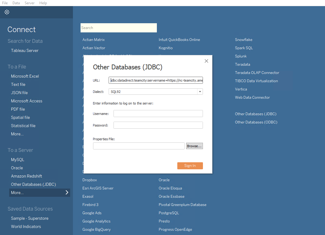 Choose JDBC datasource Choose JDBC datasource