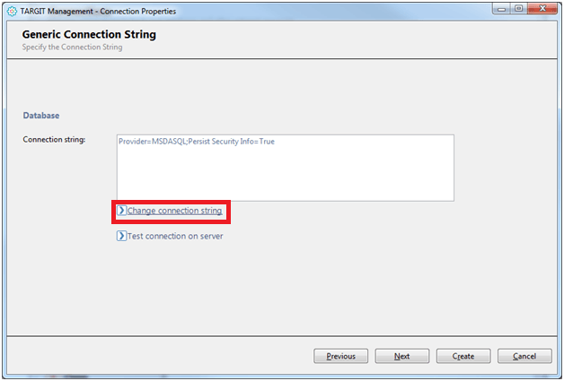 To generate the ODBC connection string using the ODBC DSN we created earlier, select "Change connection string".