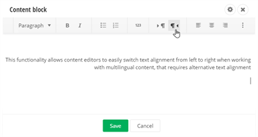 Multilingual Text Direction Editor Sitefinity