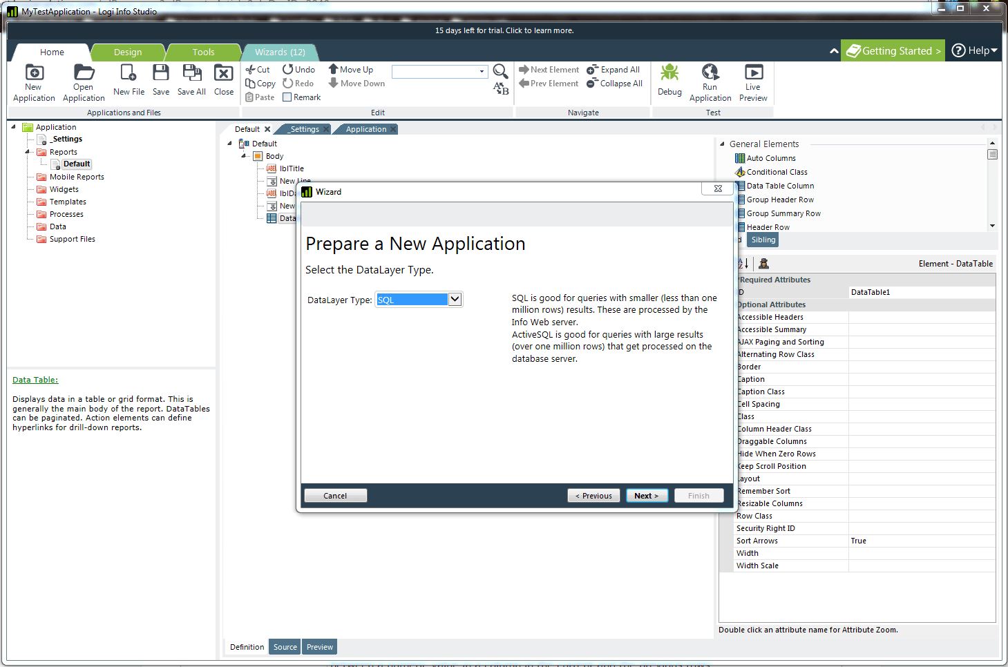 Choose DataLayer type.