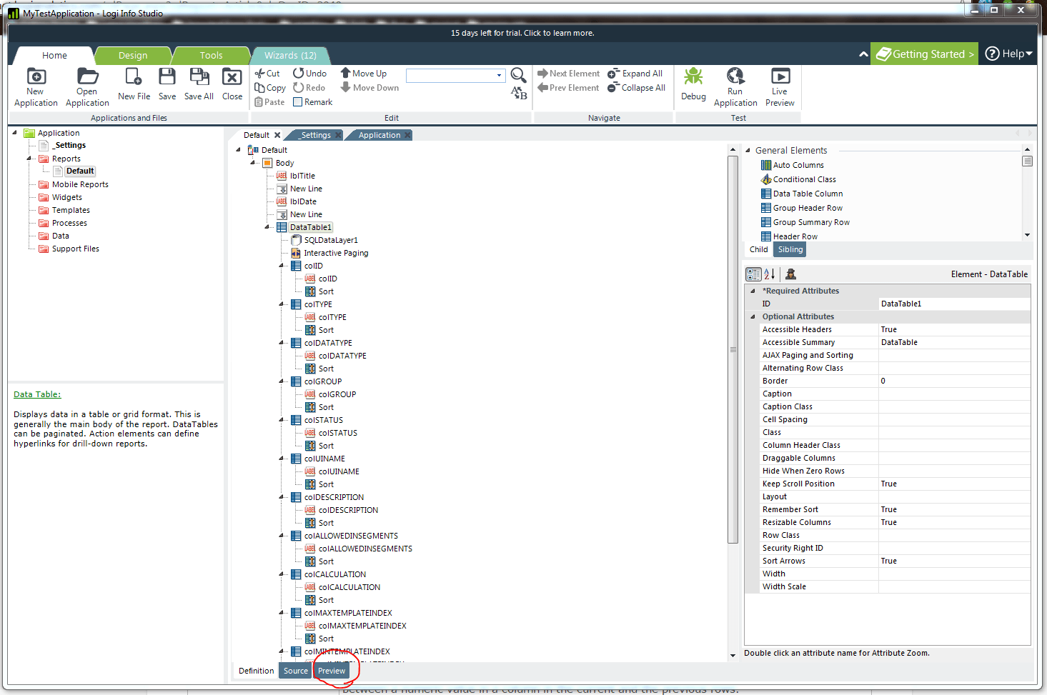 Click the “Preview” tab