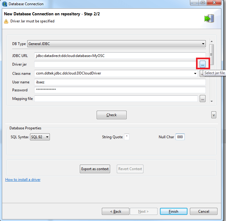 Talend JDBC Connectivity to Oracle Service Cloud