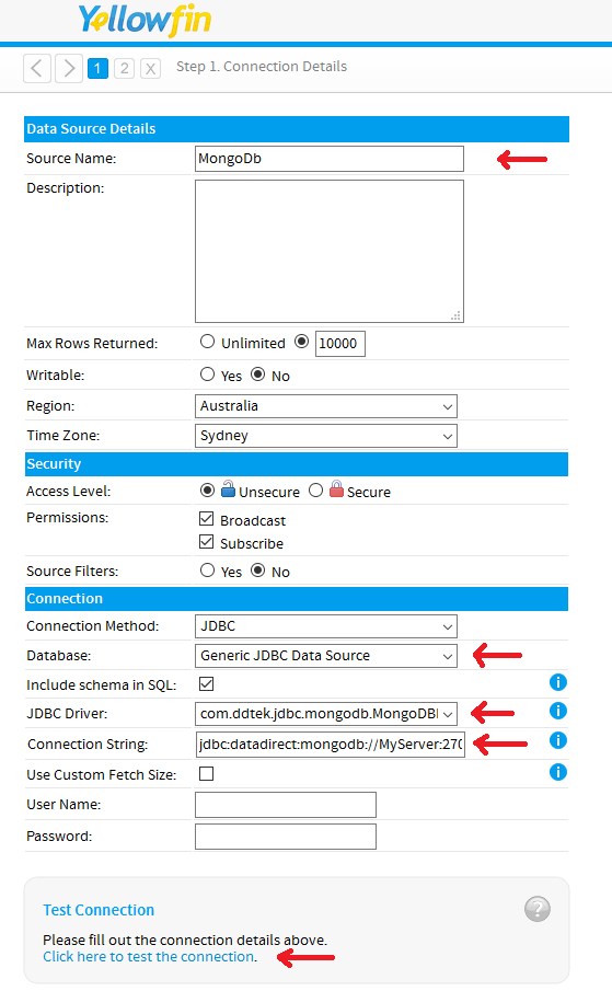 Configure the data source Configure the data source