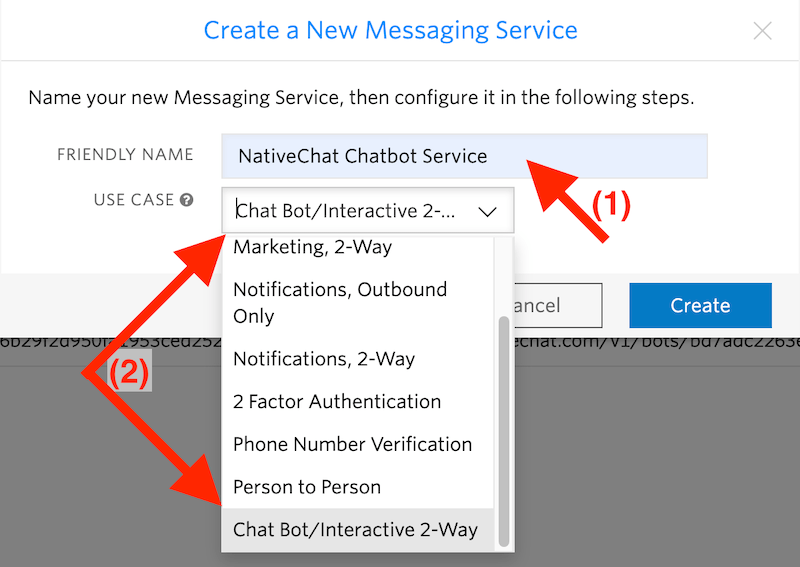 Create New Messaging Service Create New Messaging Service