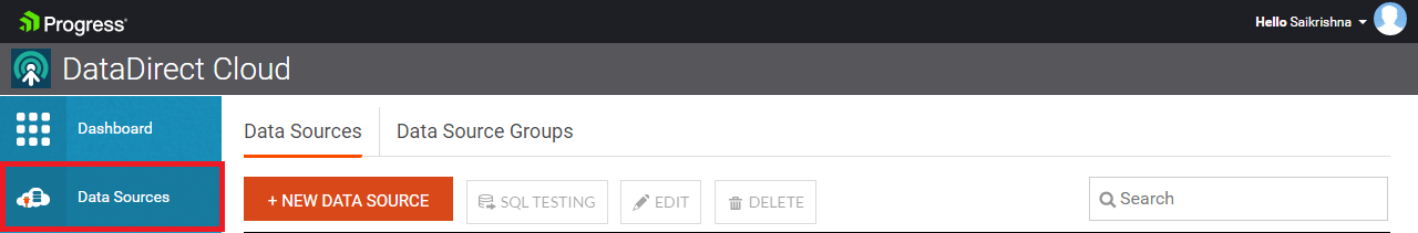 Data Sources tab