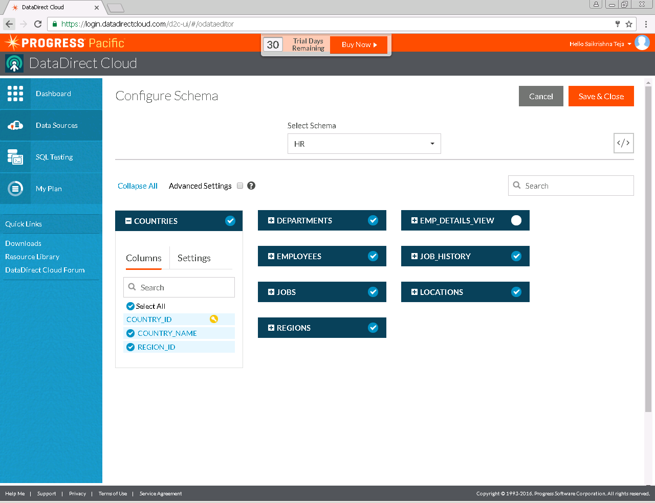 Click on the Configure Schema button Click on the Configure Schema button