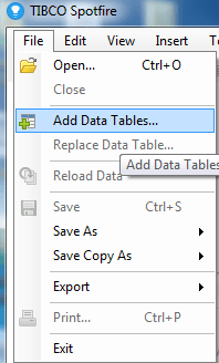 Click on File>Add Data Tables
