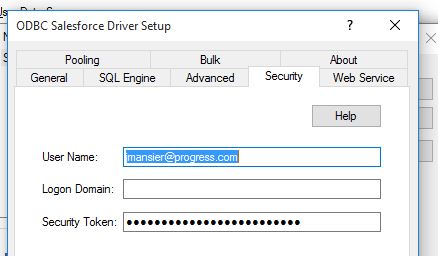 Insert your Salesforce username and ‘Security Token’