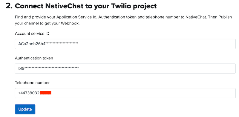 NativeChat Publishing Twilio