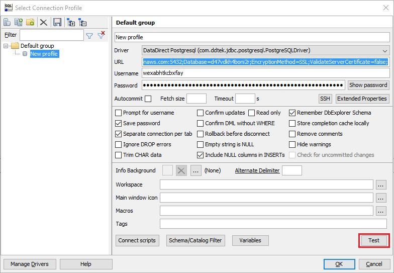 Select Connection Profile