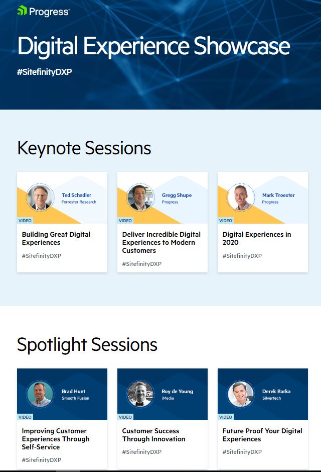 The main index page of our virtual event environment showing various types of sessions we could choose to gate or not. The main index page of our virtual event environment showing various types of sessions we could choose to gate or not.