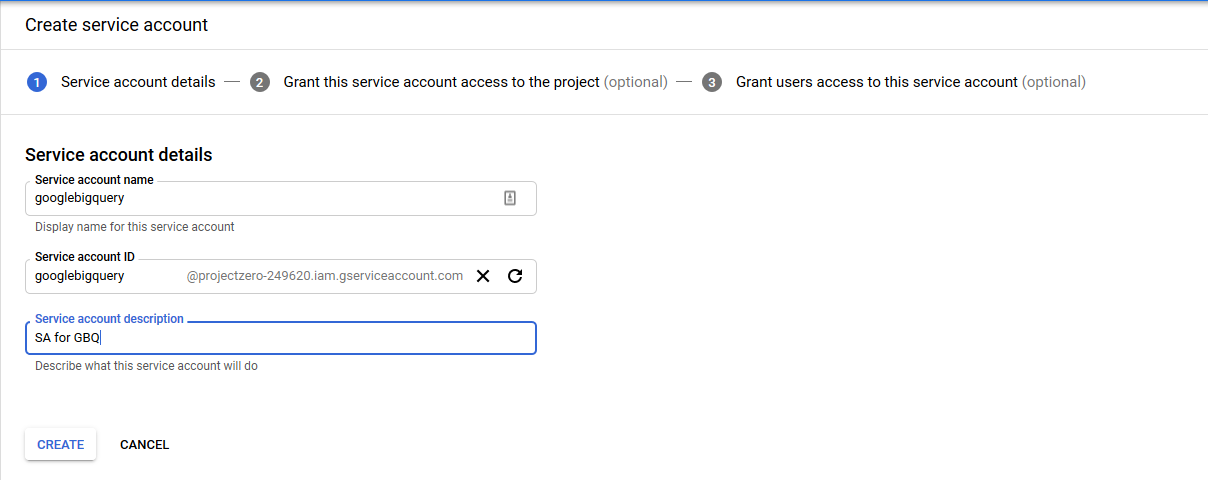 BigQuery Create Service Account: BigQuery JDBC