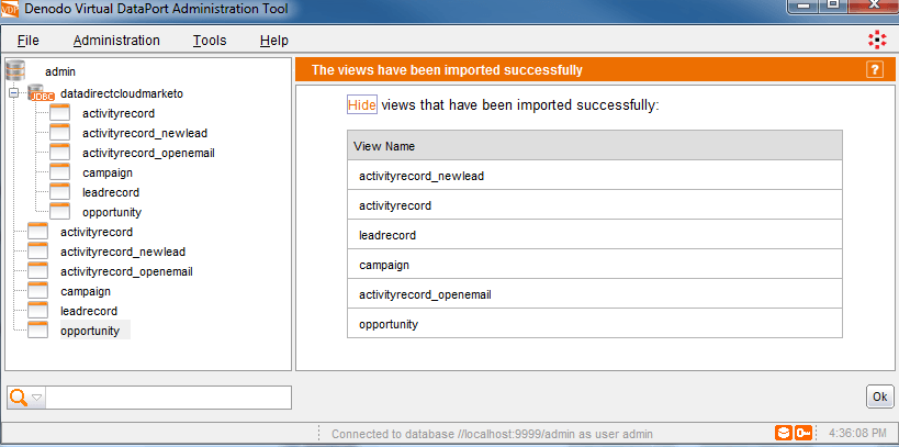 successful import message