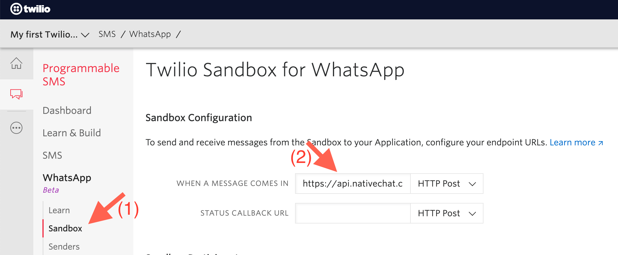 Twilio Sandbox Webhook