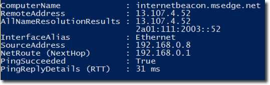 This simple command checks your local connectivity, Internet connectivity and that your DNS client can resolve names directed at your DNS server all in one shot.