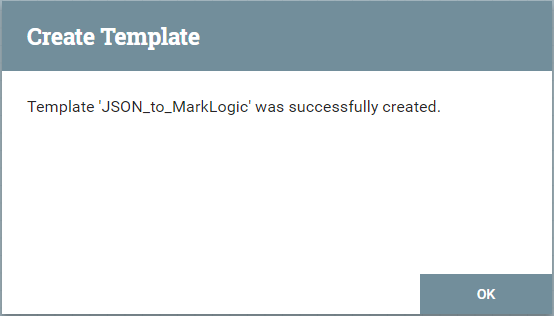 confirmation template creation was successful