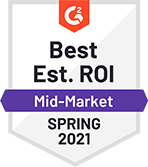 best est. roi mid-market spring 2021 g2 badge