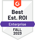 Best est. roi enterprise 2023 g2 badge