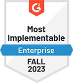 most implementable enterprise fall 2023 g2 badge