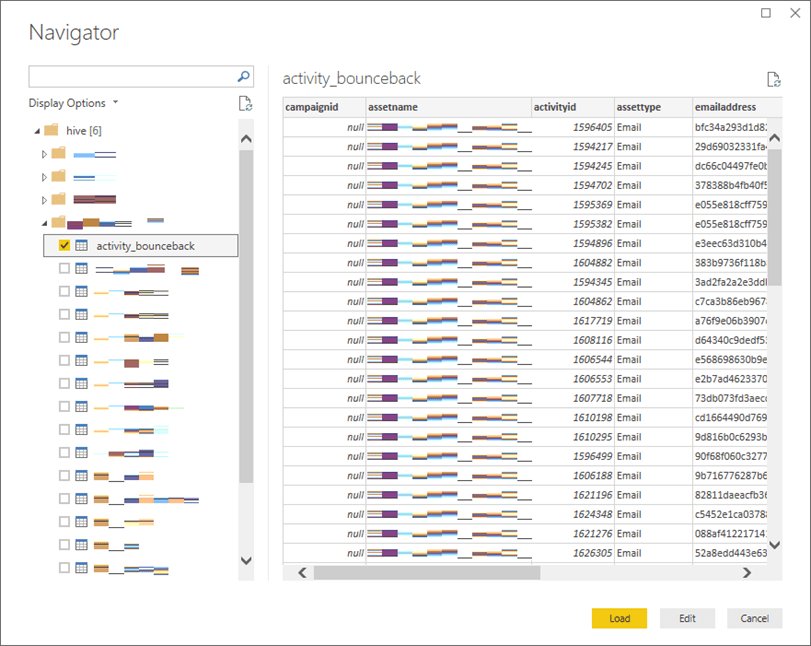 choose database and table