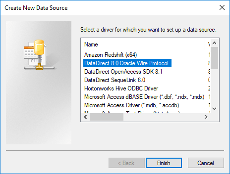 Choose DataDirect Oracle driver
