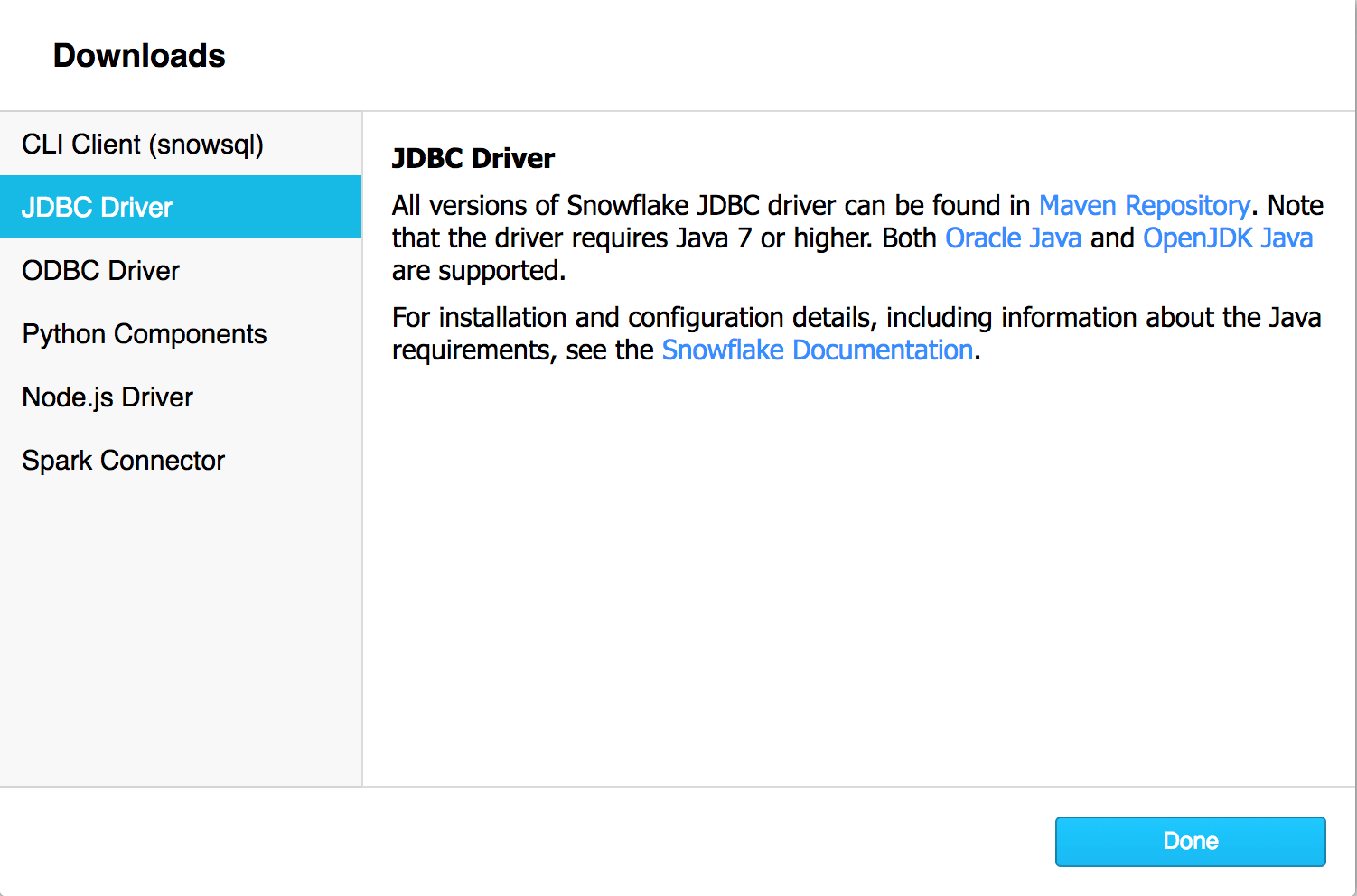download snowflake JDBC driver