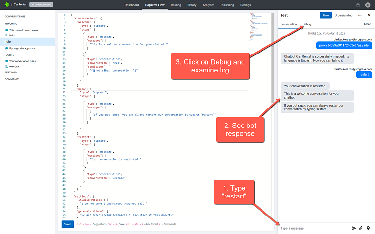 NativeChat Tutorial Test Conversation