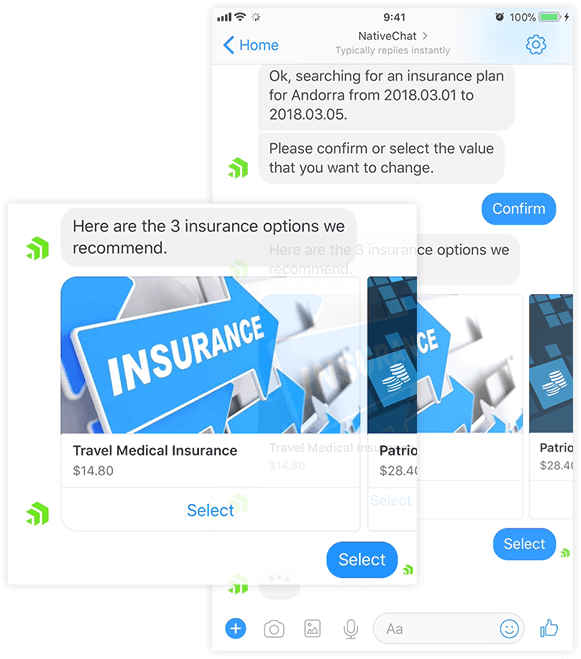 Conversational UI Facebook messaging