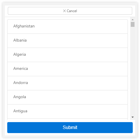 Conversational UI List View