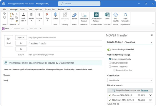 Progress MOVEit Add-In for Outlook