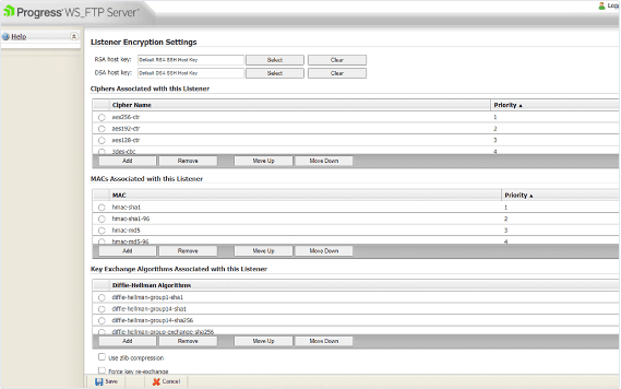 ftp server listener encryption settings screenshot