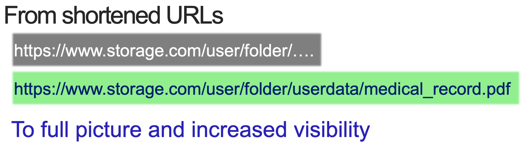 From shortened URLs Two different URLs one being highlighted in gray and the other in green
