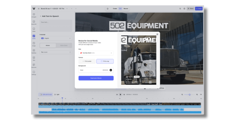 Resize for Multi-Platform Distribution A UI displaying options for a user to resize an image