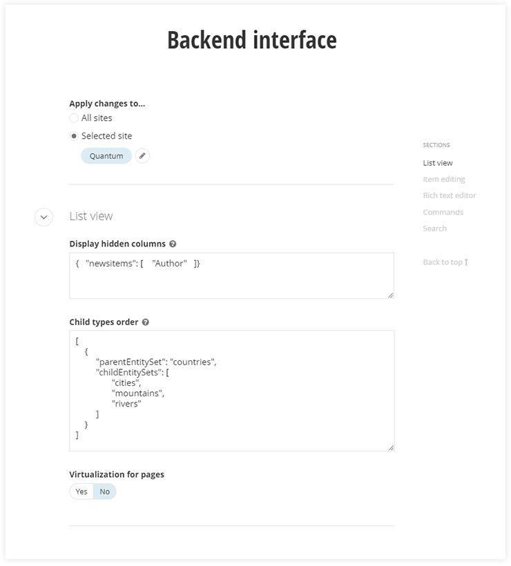backend-interface-settings